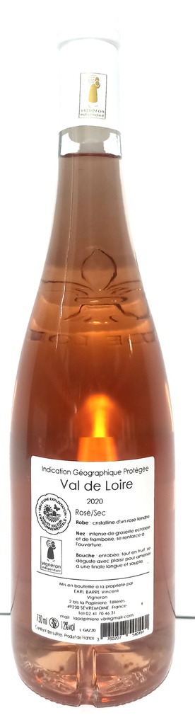 Rosé - Domaine de la Papinière - Val de Loire IGP GAMAY 2020