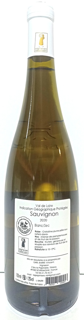 Blanc - Domaine de la Papinière - Sauvignon 2020 IGP VAL DE LOIRE