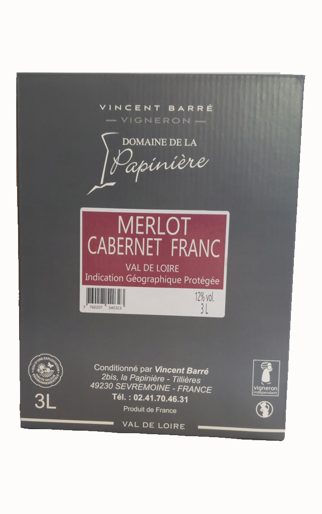 BIB 3L - Rouge - Domaine de la Papinière - Merlot Cabernet Franc IGP
